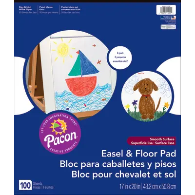 Pacon  Easel & Floor Pad, White, unruled 17