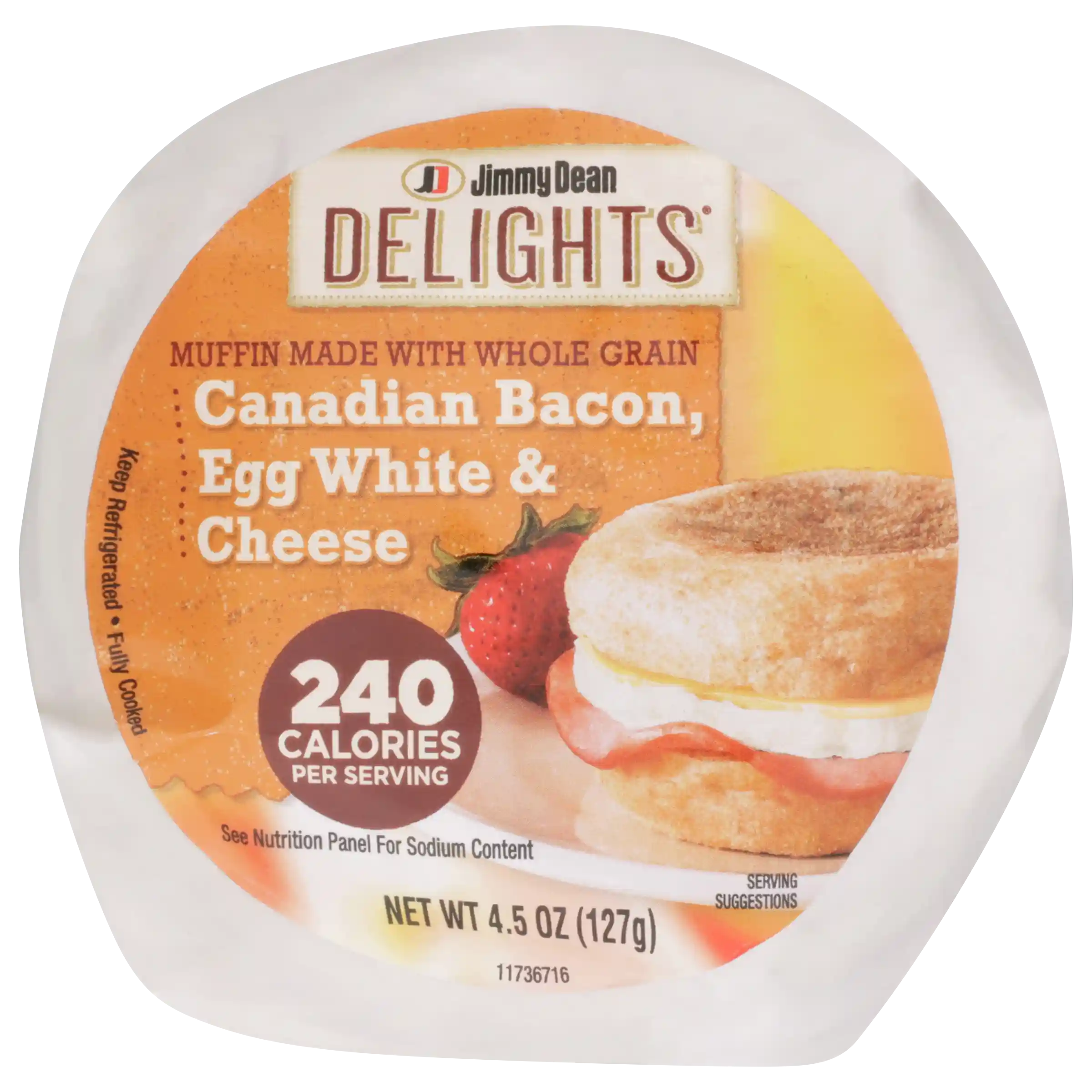 Jimmy Dean Delights® Butcher Wrapped Canadian Bacon, Egg White & Cheese Whole Grain Muffin_image_11