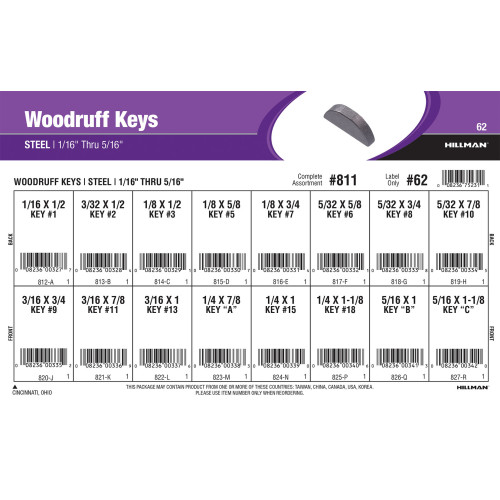 Woodruff Keys Assortment (1/16