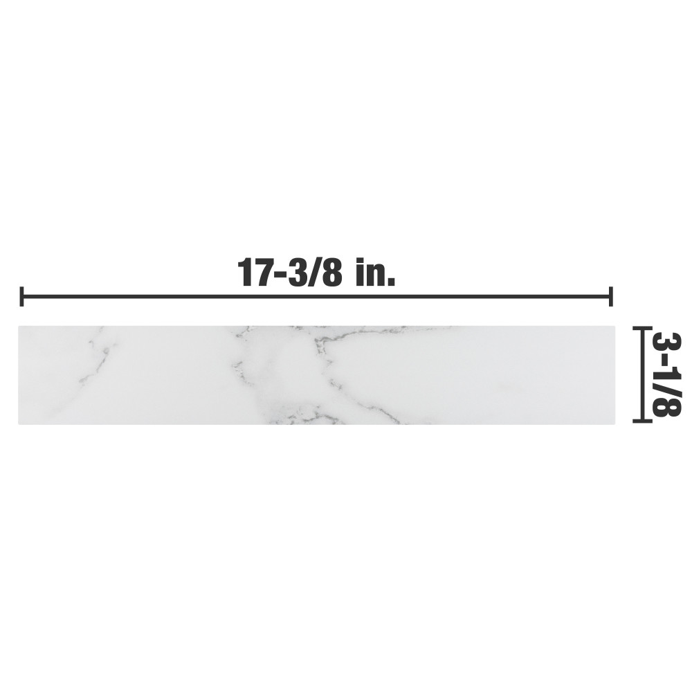 Tinos White 3-1/8 in. x 17-3/8 in. Porcelain Floor and Wall Tile