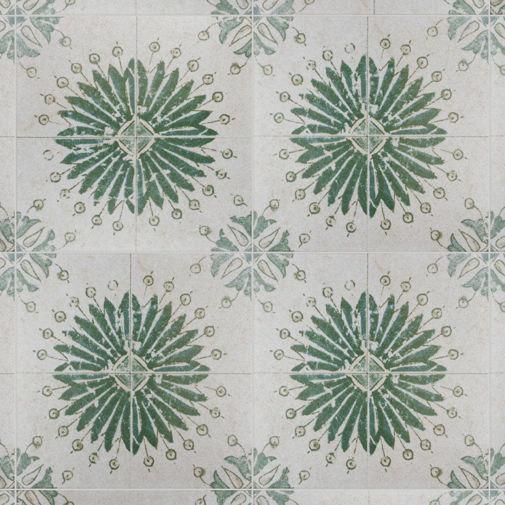 Klinker Retro Blanco Aster 12.75x12.75 Square Ceramic Floor and Wall Digital Pattern