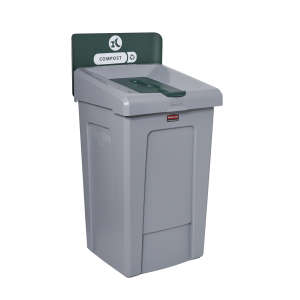 Rubbermaid Commercial, Slim Jim®, Compost Waste , 33gal, Resin, Green, Square, Receptacle
