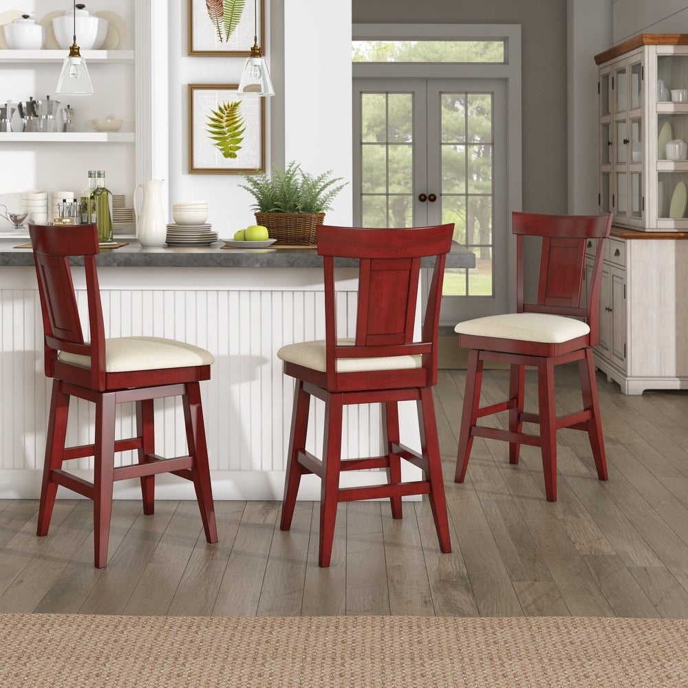 Panel Back Wood Swivel Bar Stool