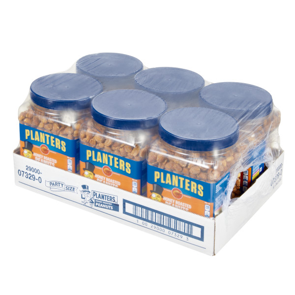 PLANTERS(r) Peanuts Honey Roast 6/34.5 oz . C1RA - Front Right Closed Case (Hi Res)