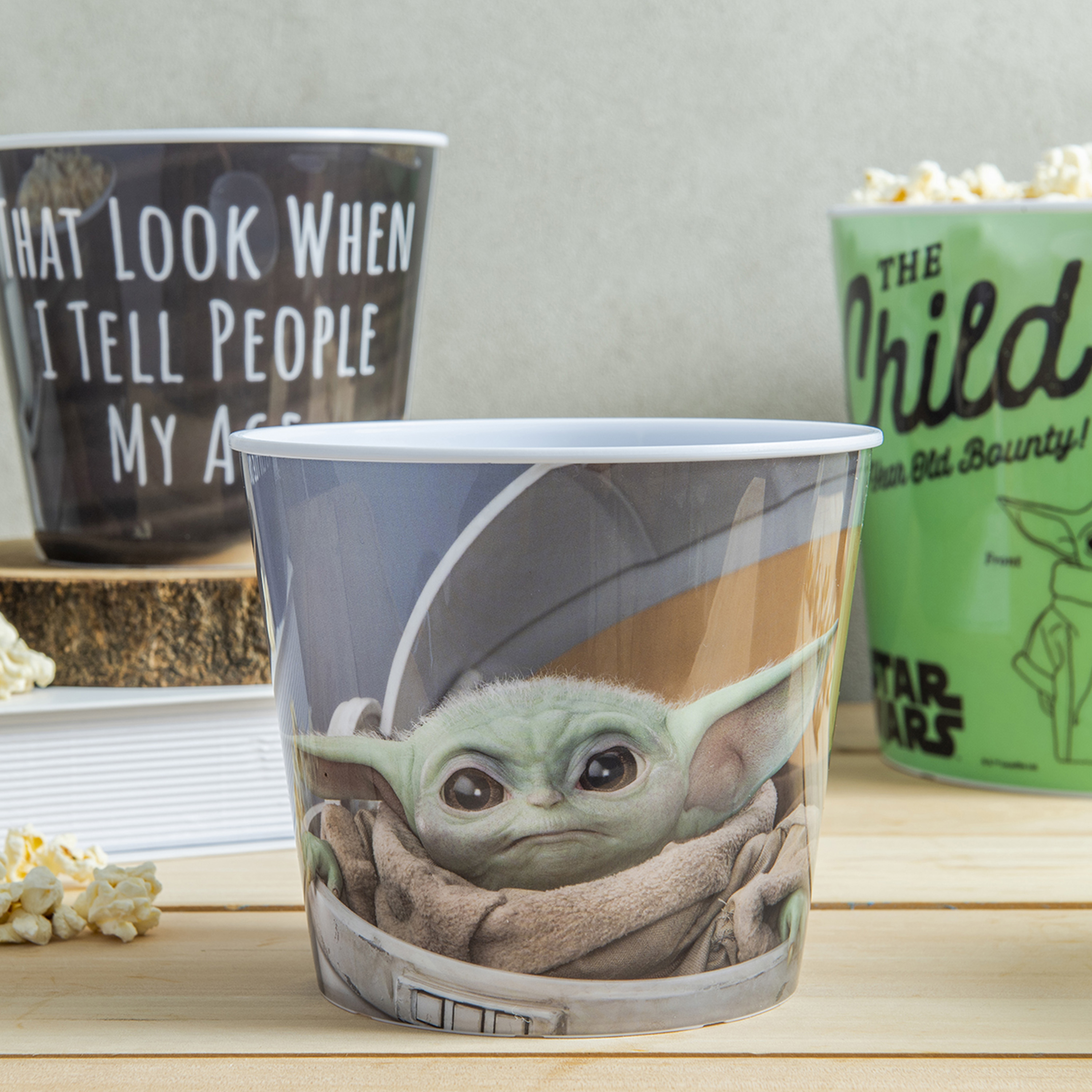 Star Wars: The Mandalorian Plastic Popcorn Container and Bowls, The Child (Baby Yoda), 5-piece set slideshow image 5 Star Wars: The Mandalorian Plastic Popcorn Container and Bowls, The Child (Baby Yoda), 5-piece set slideshow image 5