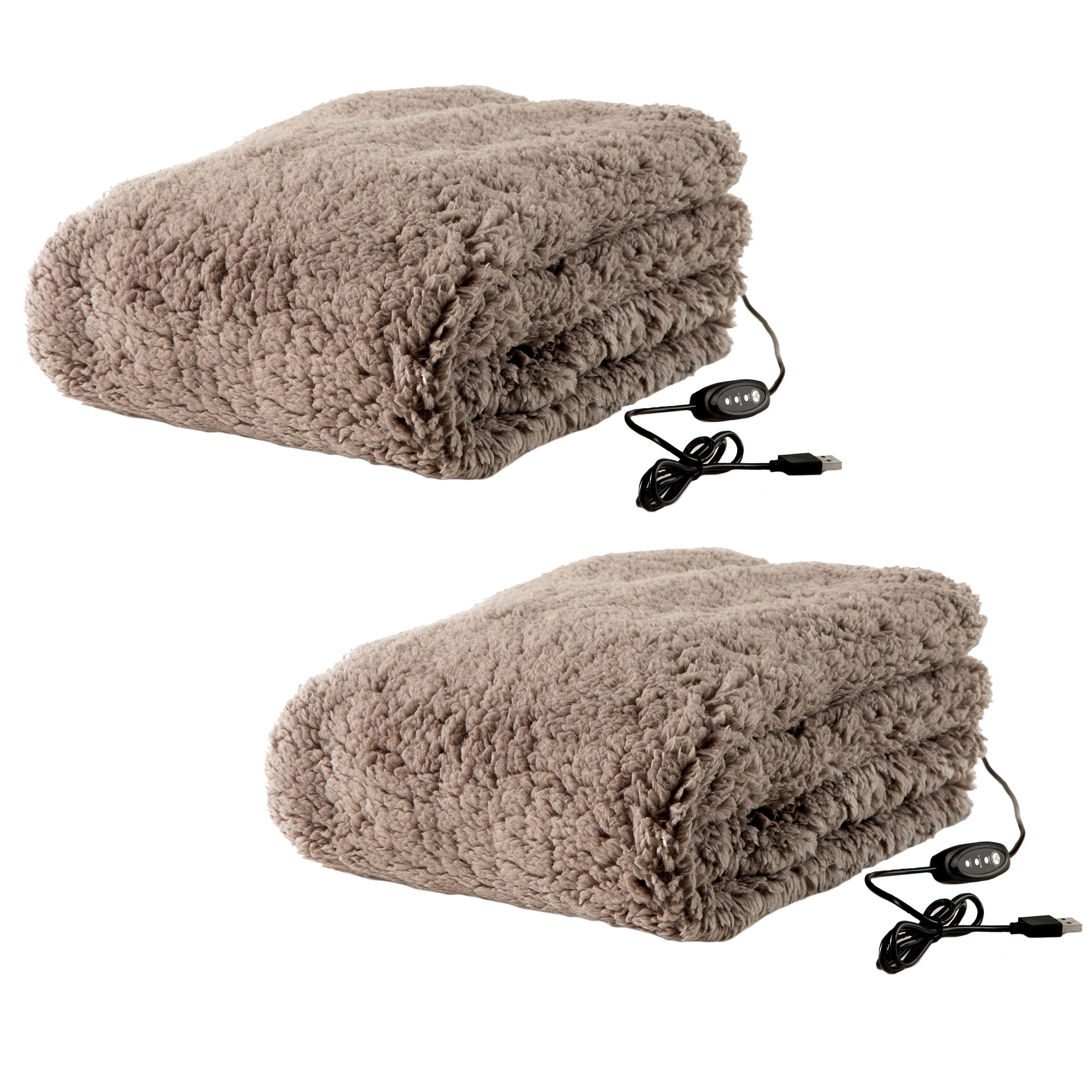 2Pack Heated Blanket USBPowered Sherpa Throw Blankets Winter Car Accessories eBay