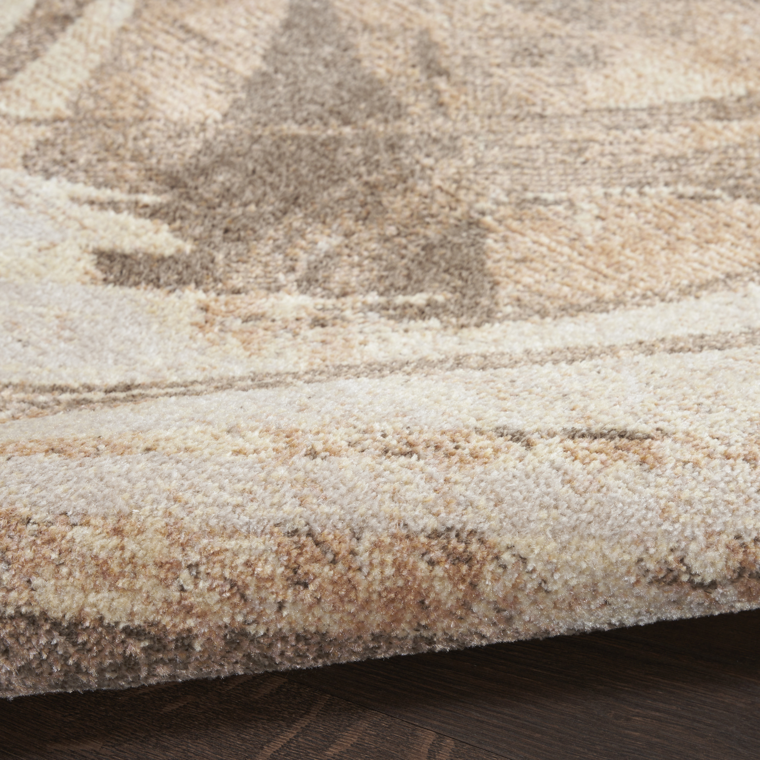Nourison Astra Machine Washable 2'2" x 8' Beige Modern Indoor Rug