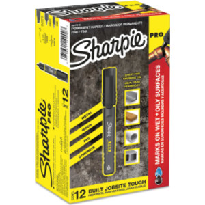 Sharpie® PRO Permanent Marker, Fine Point, Black, 12-Count