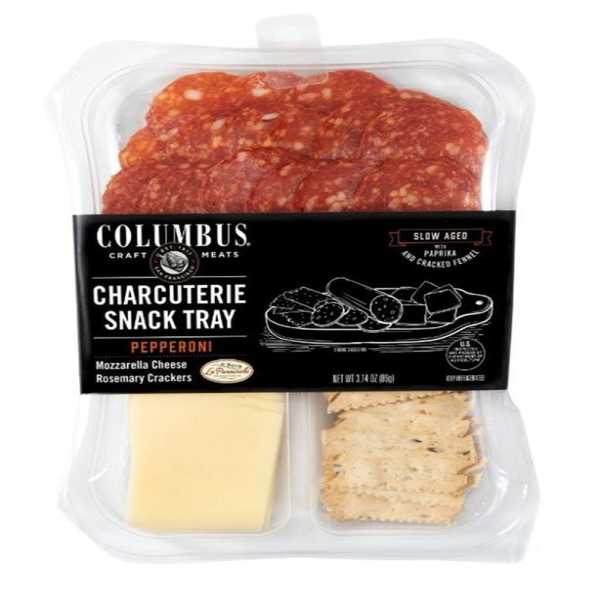 COLUMBUS(r) Slow Aged Pepperoni Snack Tray 8/3.14OZ . C1CB - Front Center Inner Pack (Hi Res)