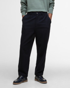 Wool-Blend Relaxed Trousers Navy