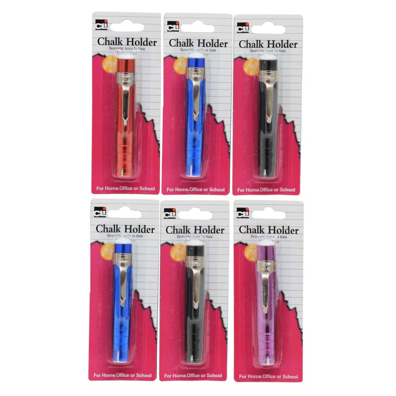 Aluminum Chalk Holder, Assorted Colors, Pack of 6