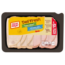 Oscar Mayer Deli Fresh Oven Roasted Turkey Breast & Smoked Uncured Ham Sliced Lunch Meat 15 oz. Tray