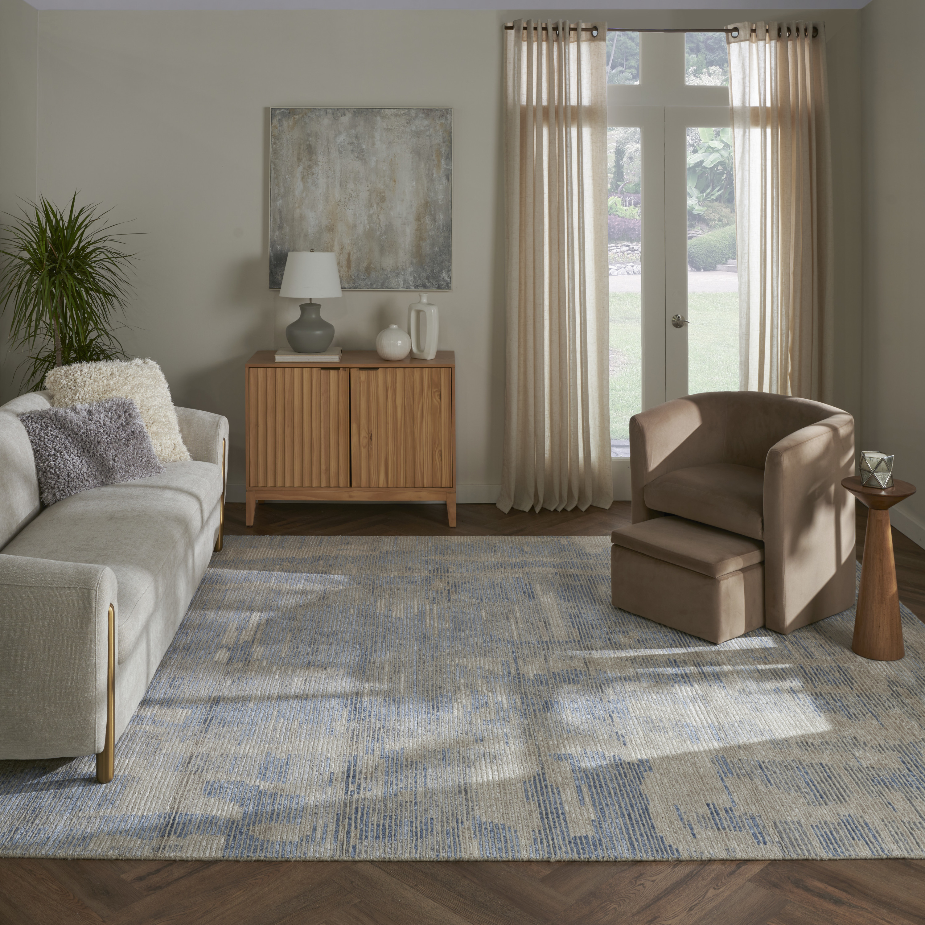 Nourison Ellora 7'9" x 9'9" Blue Modern Indoor Rug