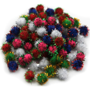 Creative Arts by Charles Leonard Pom-Poms, 1/2 Inch, Glitter Assorted, Bag of 80