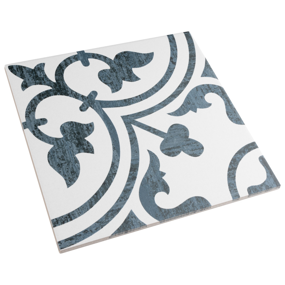 Cassis Arte Black 9-3/4 in. x 9-3/4 in. Porcelain Floor and Wall Tile