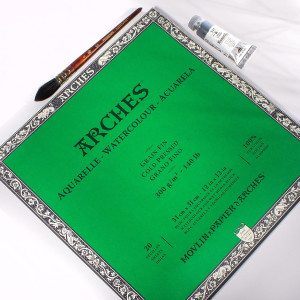 Aquarelle Watercolor Paper Block, Cold Press, Natural White, 140 lb (300 gsm), 20 Sheet, 12x12 in, 1 Count