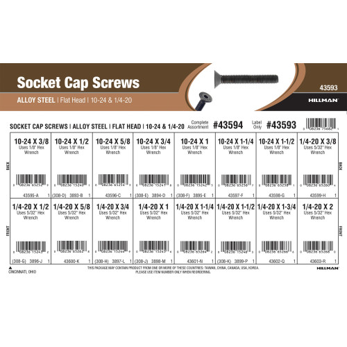 Flat-Head Socket Cap Screws Assortment (#10-24 & 1/4