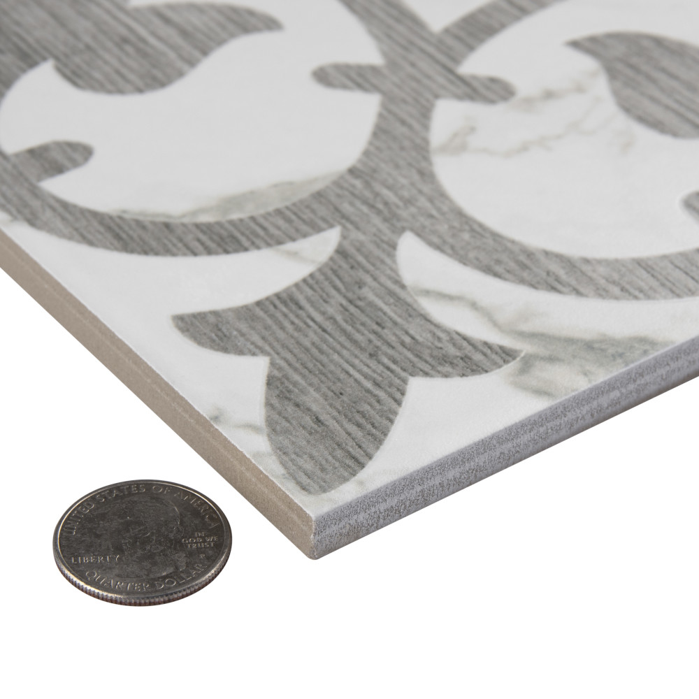 Llama Arte Loire Silver Smoke 9-3/4 in. x 9-3/4 in. Porcelain Floor and Wall Tile