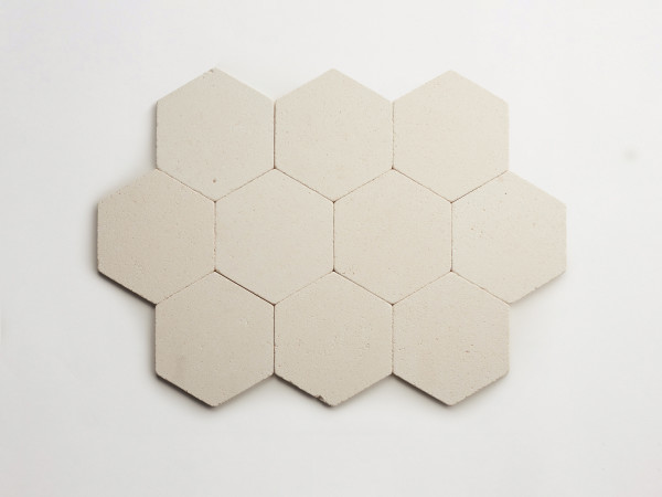 lapidary: girata | hex | white limestone | tumbled 