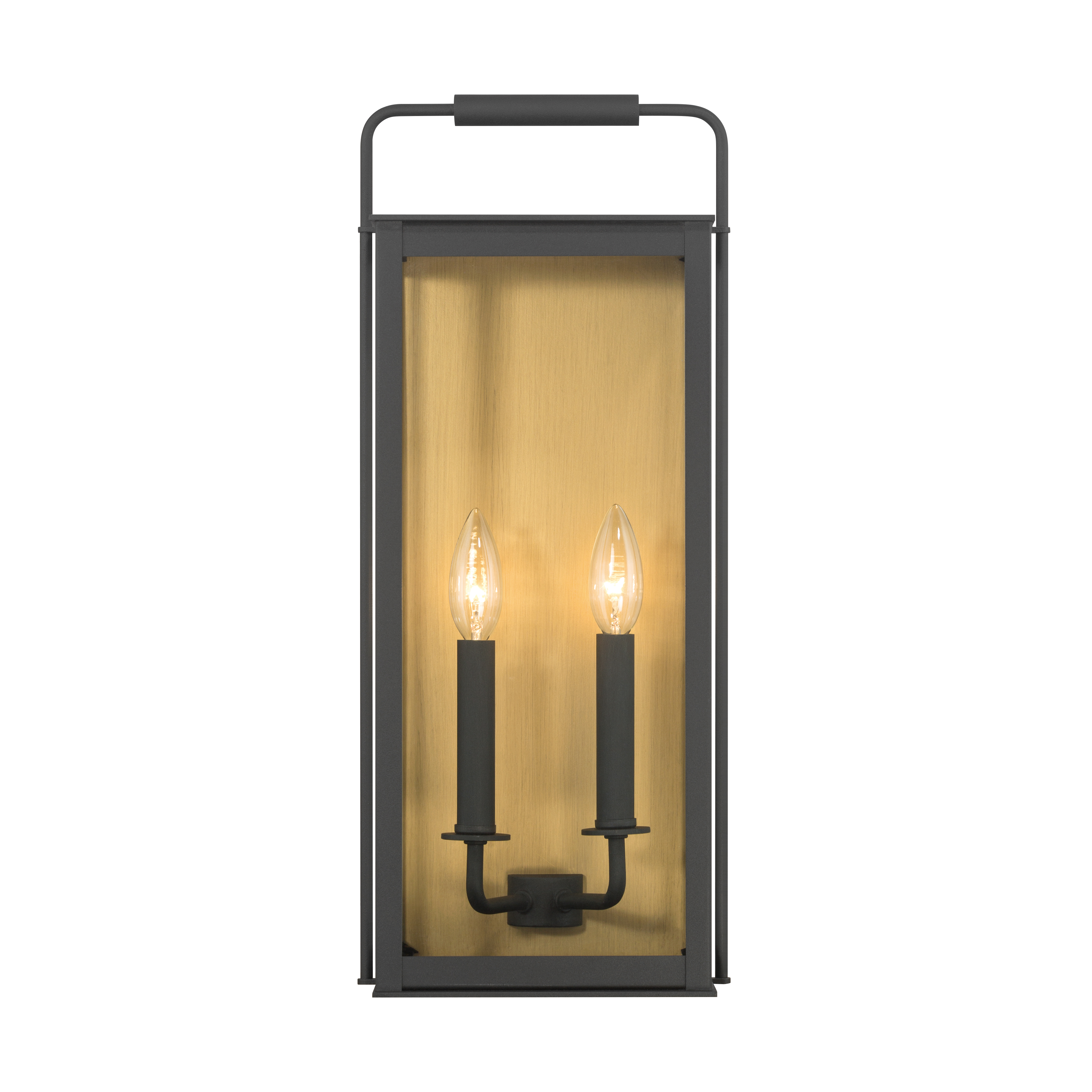 2-Light Outdoor Wall Sconce - Sand Coal Black and Legacy Brass with Clear Glass - alternate view
