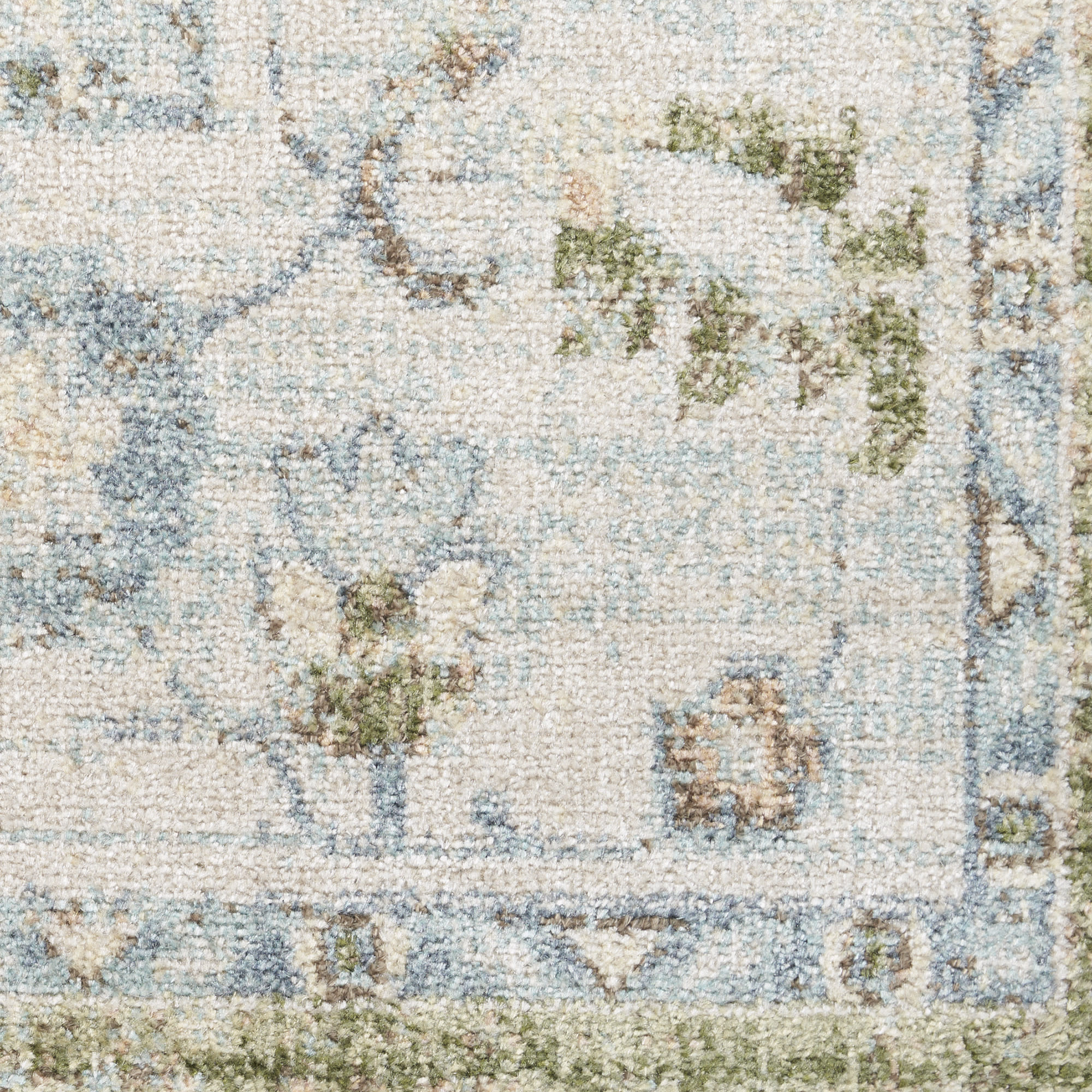 Nourison Astra Machine Washable 6'7" x 9' Blue Green Vintage Indoor Rug