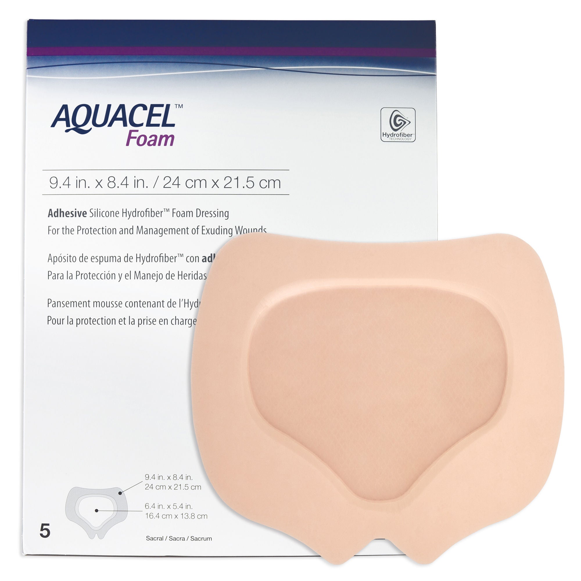 Aquacel® Silicone Adhesive with Border Silicone Foam Dressing, 8 x 9 Inch