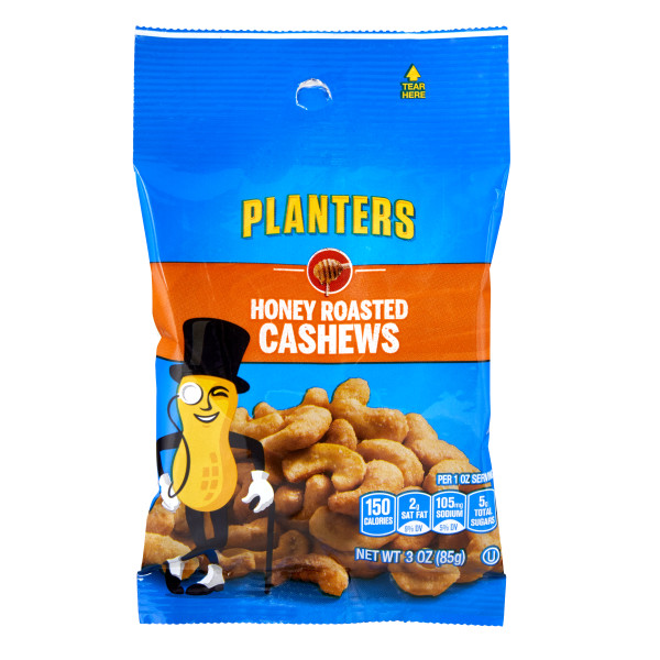 PLANTERS(r) Cashews Honey Roasted Big Bag 12/3oz . C1CB - Front Center Inner Pack (Hi Res)