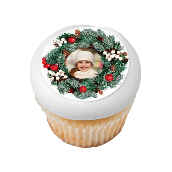 Holiday Wreath PhotoCake® Edible Image® Frame