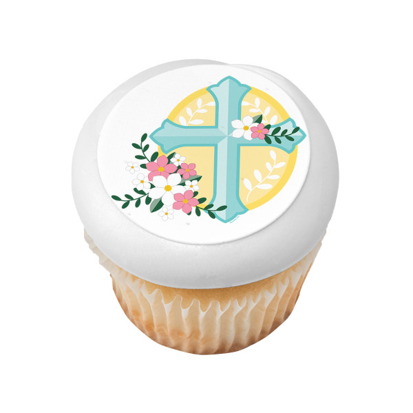 Cross with Flowers PhotoCake® Edible Image®