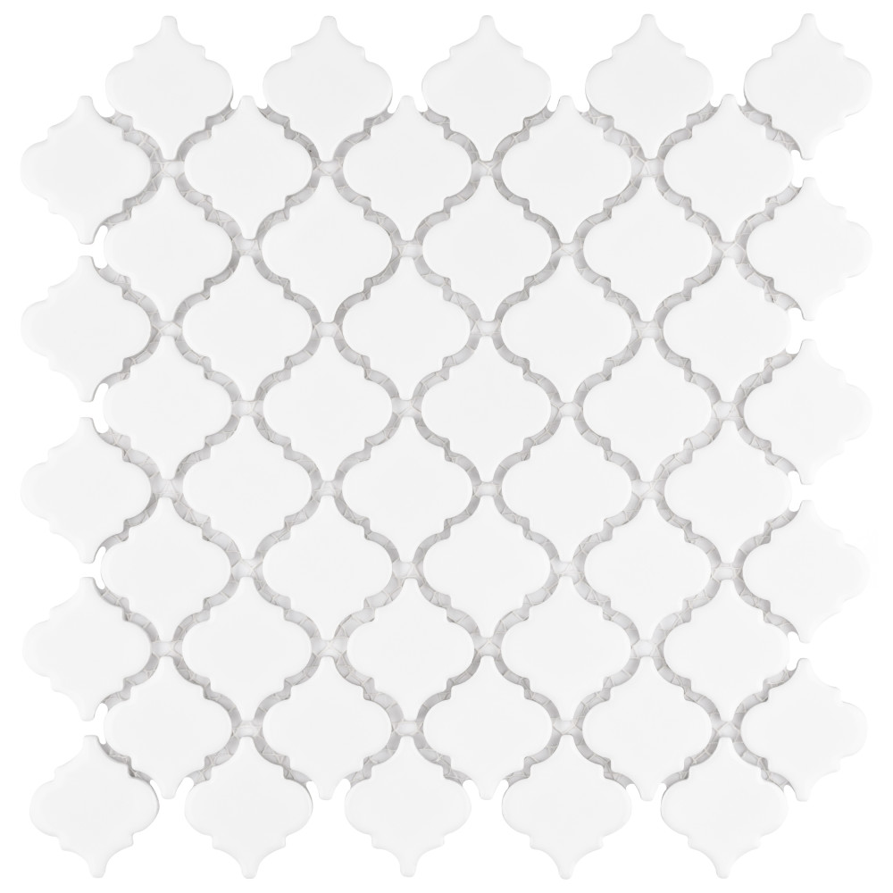 Hudson Tangier Glossy White 12-3/8 in. x 12-3/8 in. Porcelain Mosaic Tile