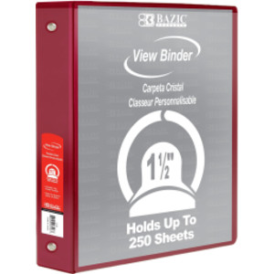 3-Ring View Binder with 2 Pockets, 1.5", Burgundy