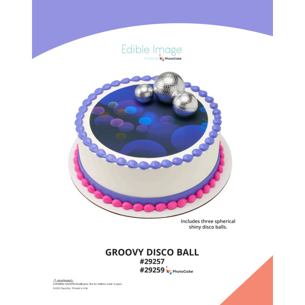 Groovy Disco Ball The Magic of Cakes® PhotoCake® Enhanced Round Background Page