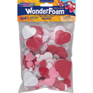 WonderFoam Peel & Stick Hearts, Assorted Colors, Assorted Sizes, 264 Pieces