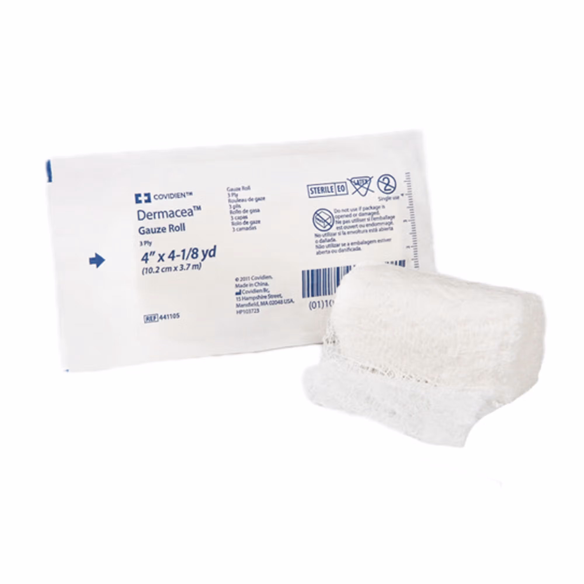 Dermacea™ Sterile Fluff Bandage Roll, 4 Inch x 4-1/8 Yard, Three-Ply