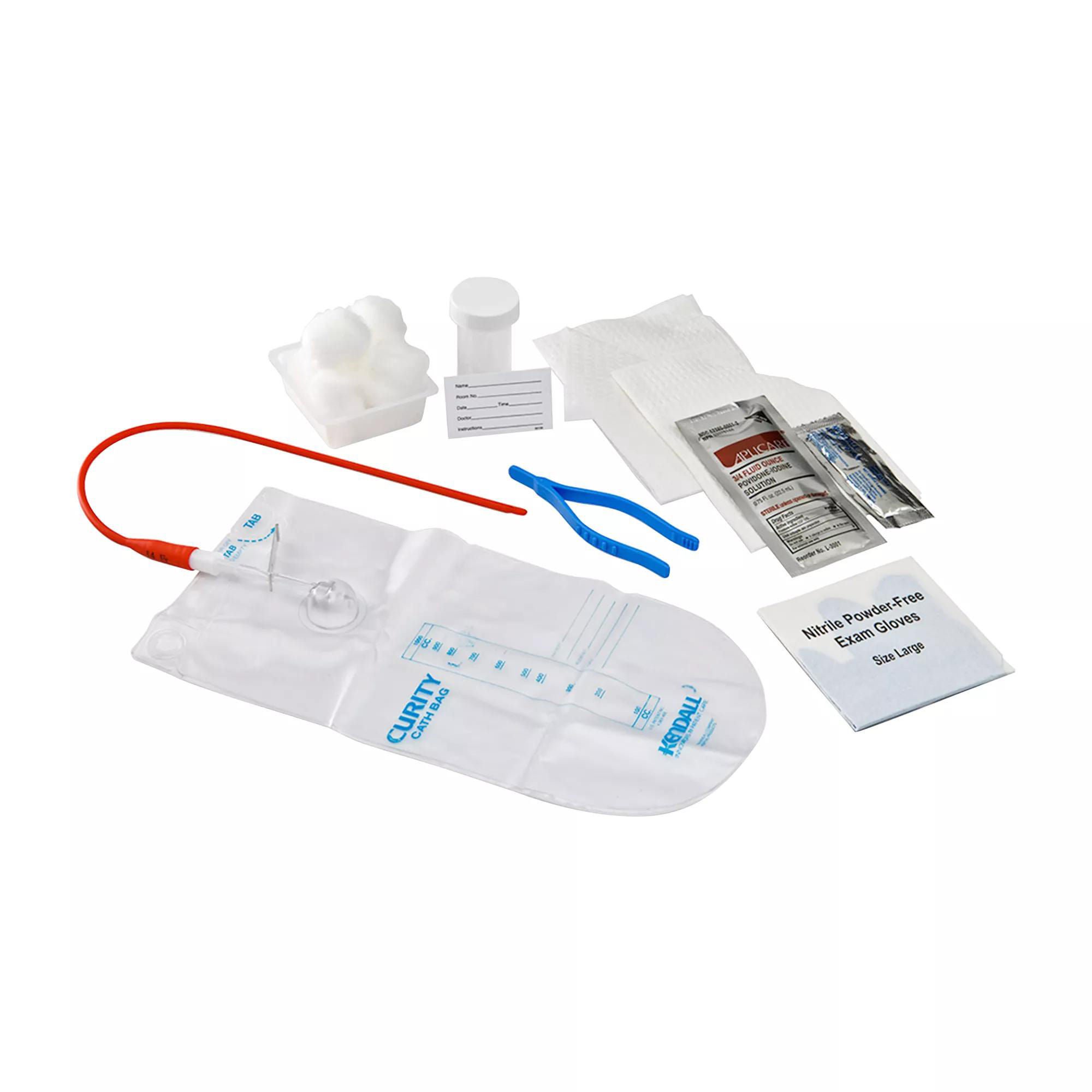 Curity™ Intermittent Catheter Tray, Red Rubber, Closed