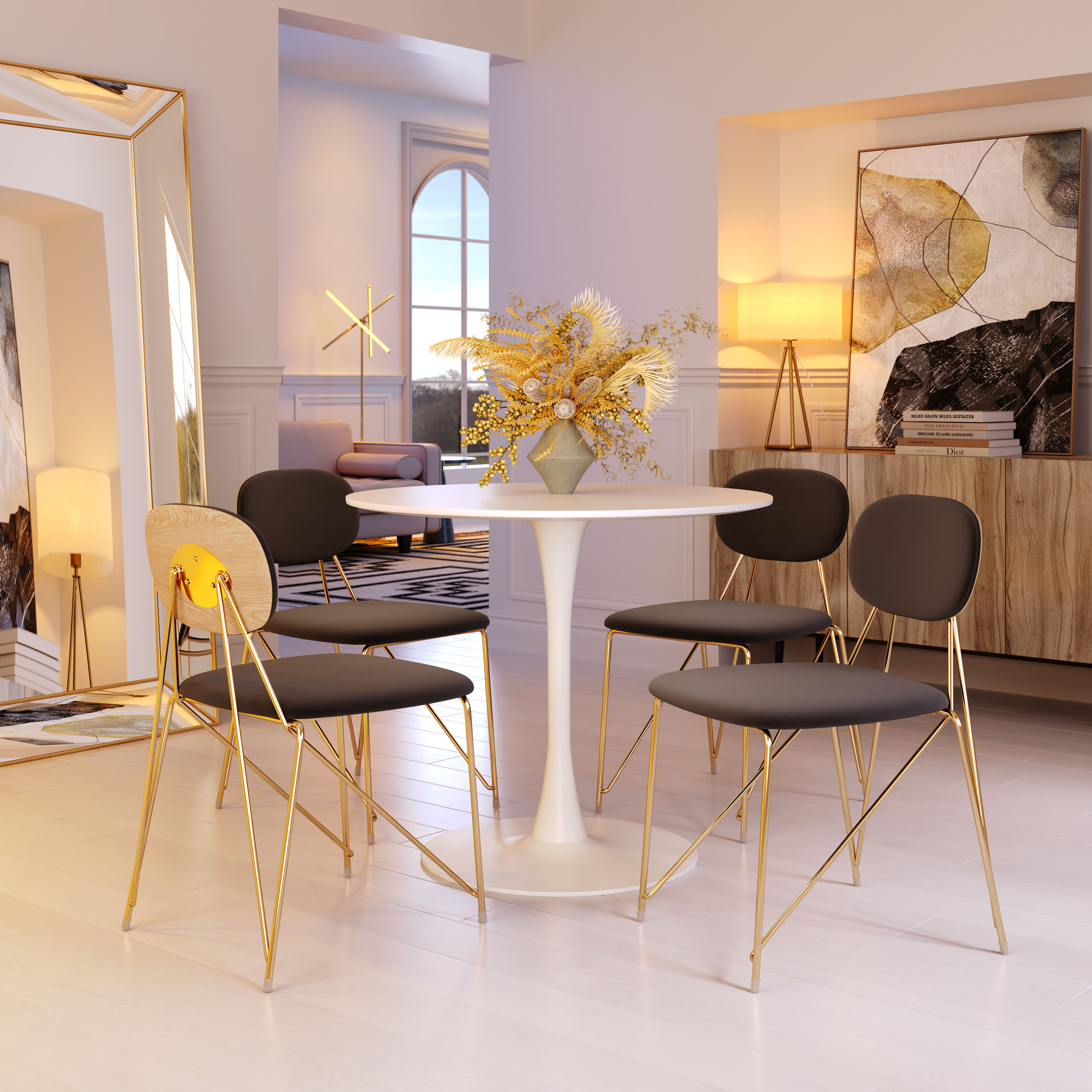 Georges Dining Chair (Set of 2) Gray & Gold product image