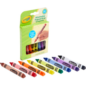 Washable Tripod Grip Crayons, 8 Count