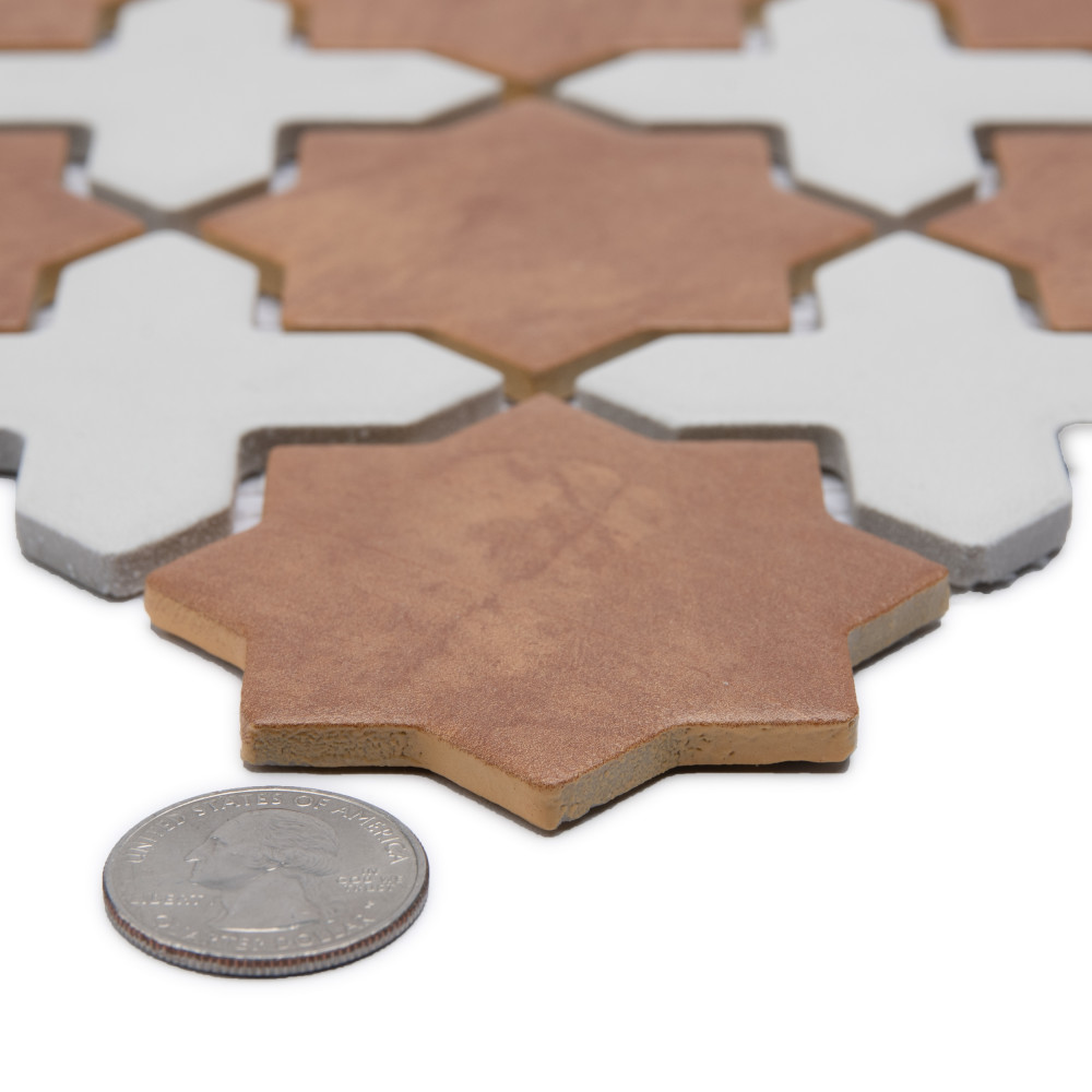 Sentier des Cotto 2″ Star with White Cross 11-7/8 in. x 11-7/8 in. Porcelain Mosaic Tile