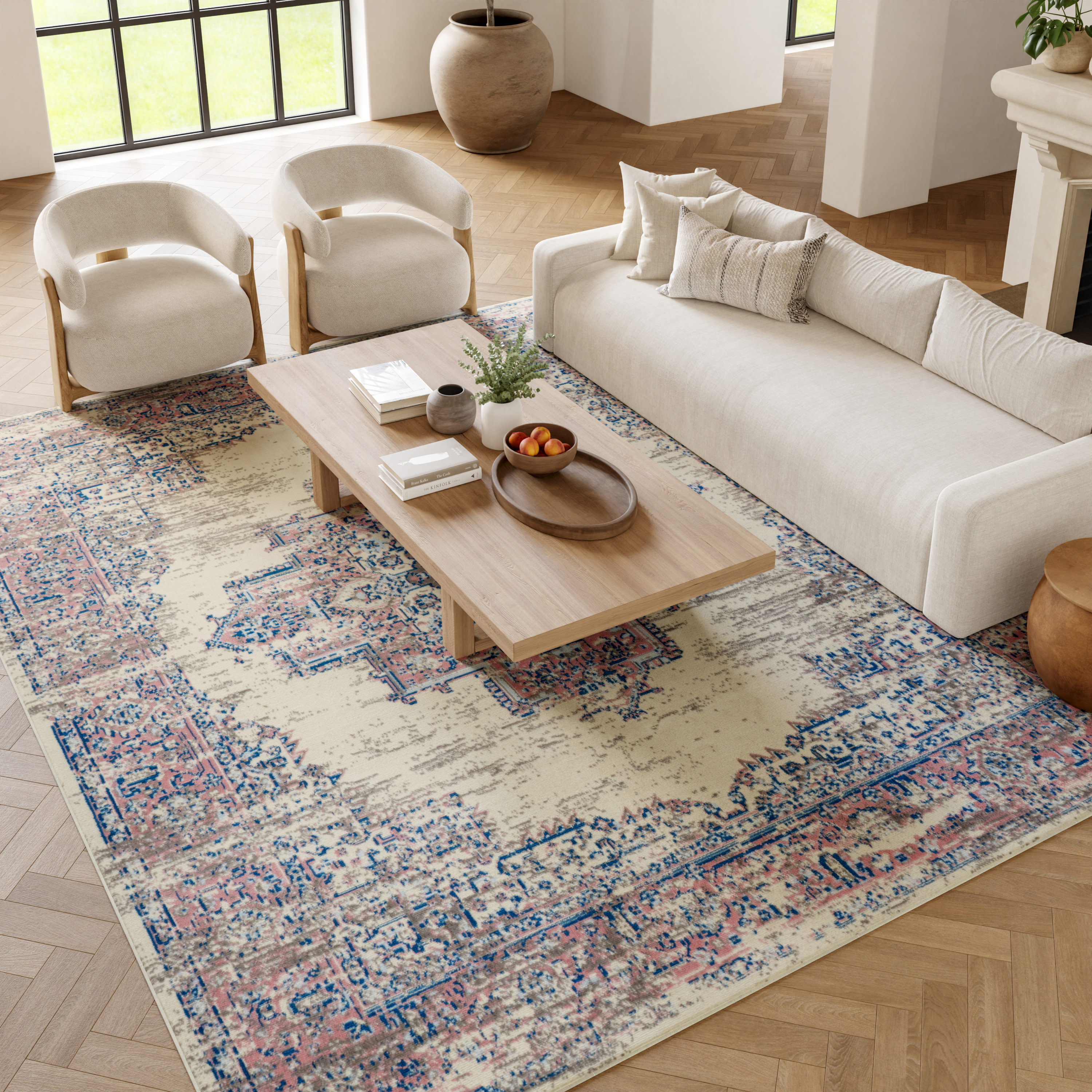 Nourison Grafix 8'6" x 12' Ivory Pink Vintage Indoor Rug