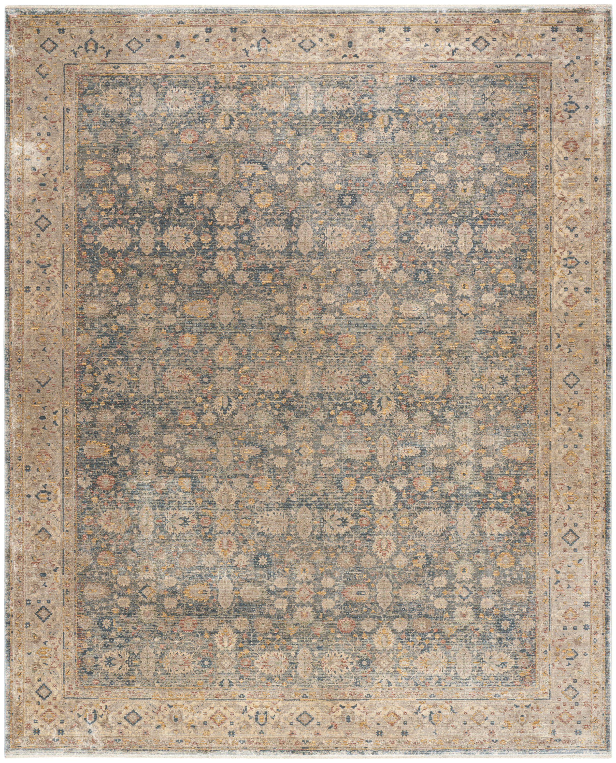 Nourison Luxurious 8'6" x 11'6" Ivory Blue Vintage Indoor Rug