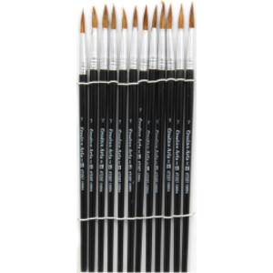 Water Color Brushes, Pointed, #7, 3/4", Camel Hair, Pack of 12