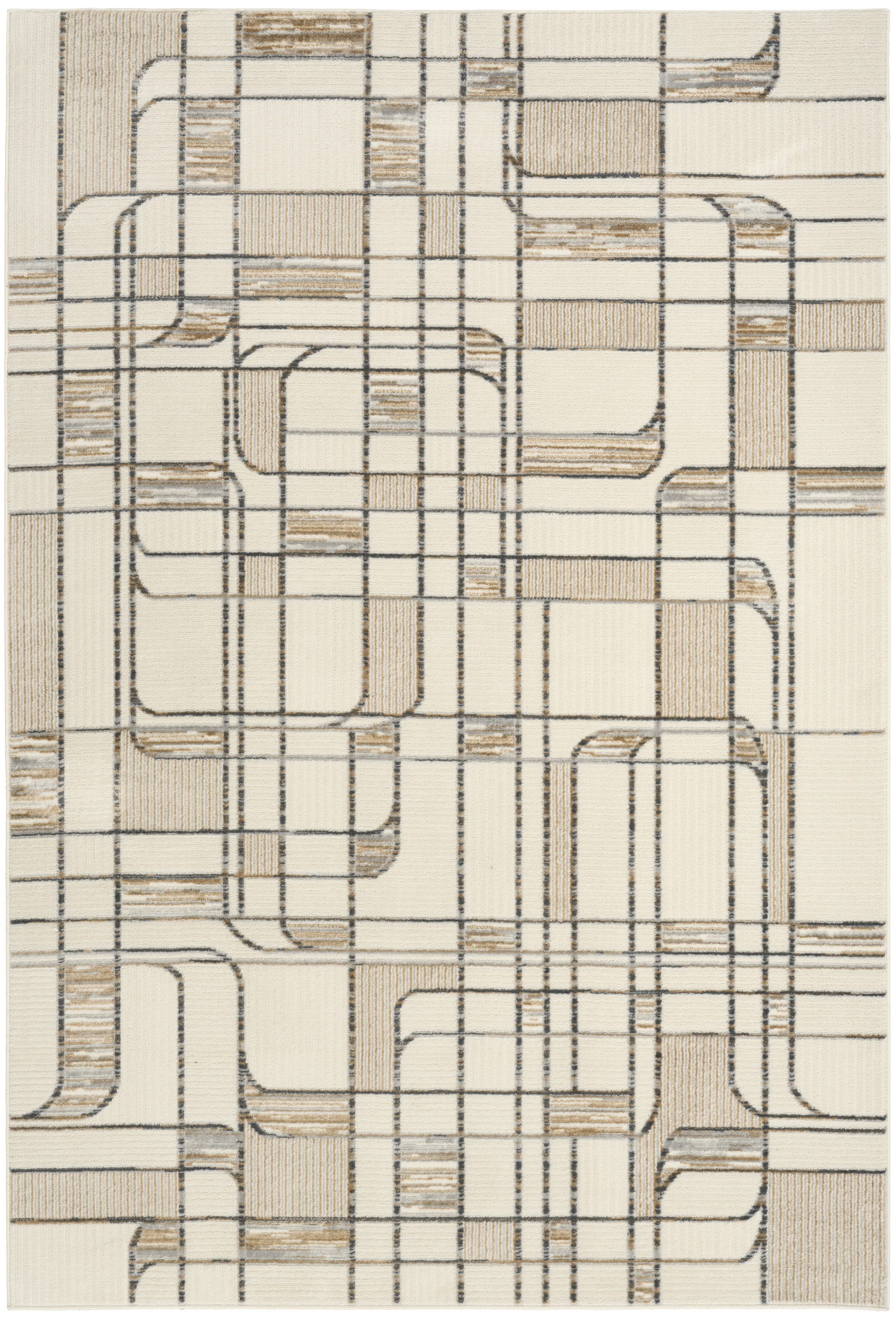 Nourison Nordic 5' x 7' Ivory Multicolor Mid-Century Modern Indoor Rug
