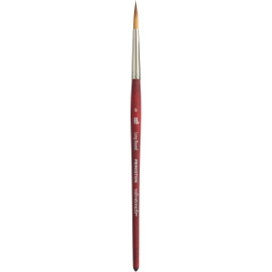 Velvetouch Long Round Brush, Synthetic Bristles, Short Handle Mixed Media Paintbrush, Scarlet, Size 6, 1 Count