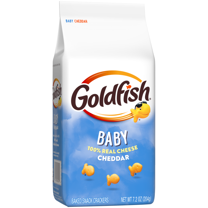 Goldfish® Baby Cheddar Baked Snack Crackers, 7.2 oz, bag - Left Angle Image