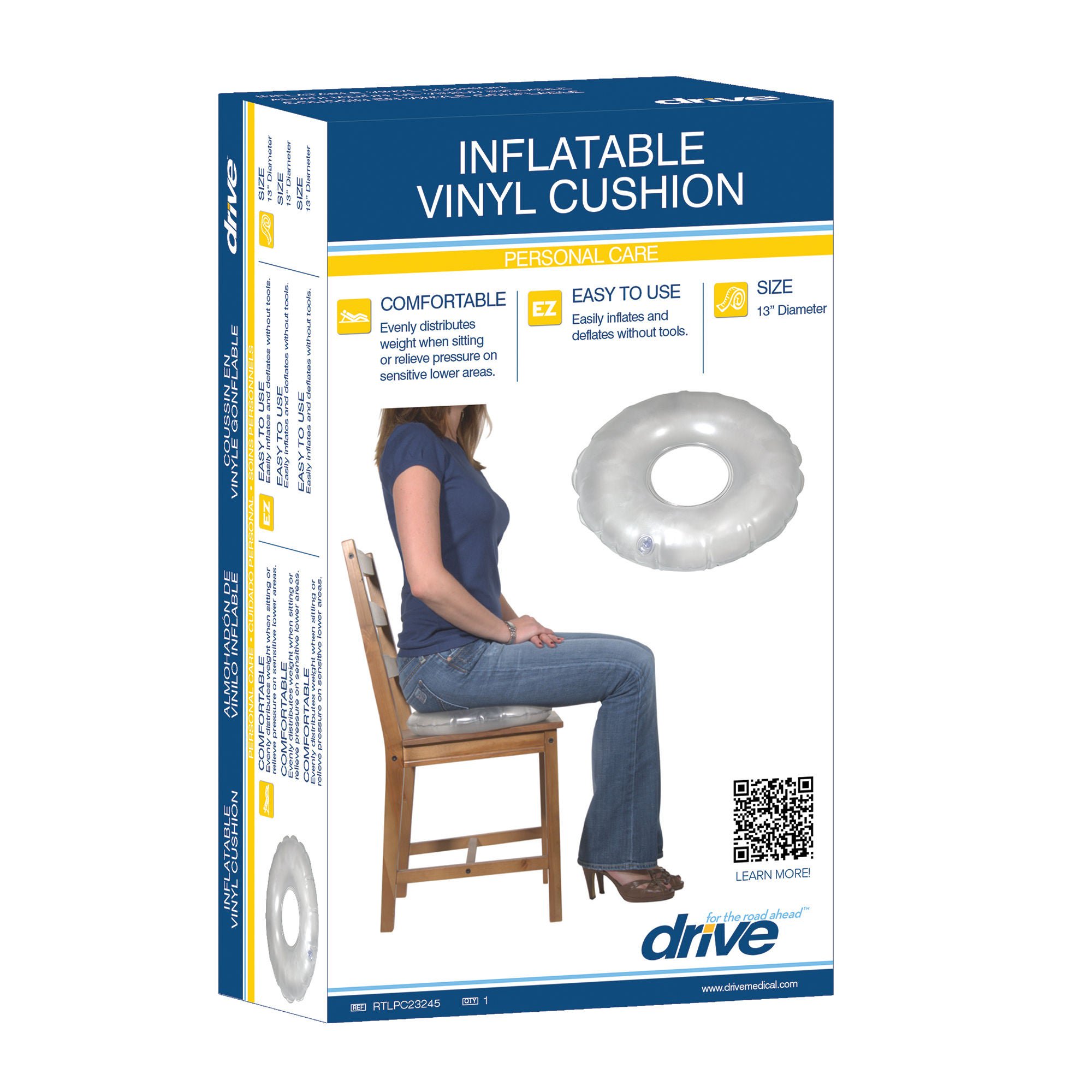 Drive DeVilbiss Healthcare CUSHION, RING INFLTBL VINYL CLR 13"X3" 300LB CAP (6/CS)
