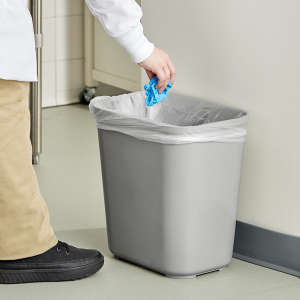 Rubbermaid Commercial, Fire Resistant, 7 gal, Resin, Gray, Rectangle, Receptacle