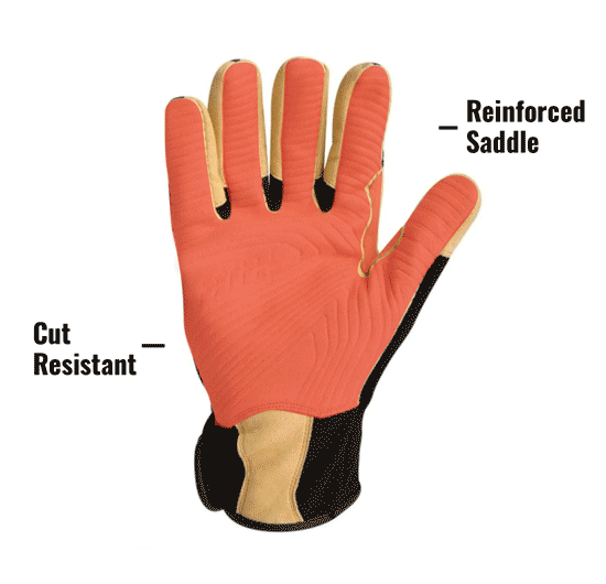 Impact Speedcuff Cut Resistant Work Glove (EN Level 5) IMPC5R-05 showing Reinforced Saddle and Cut Resistant