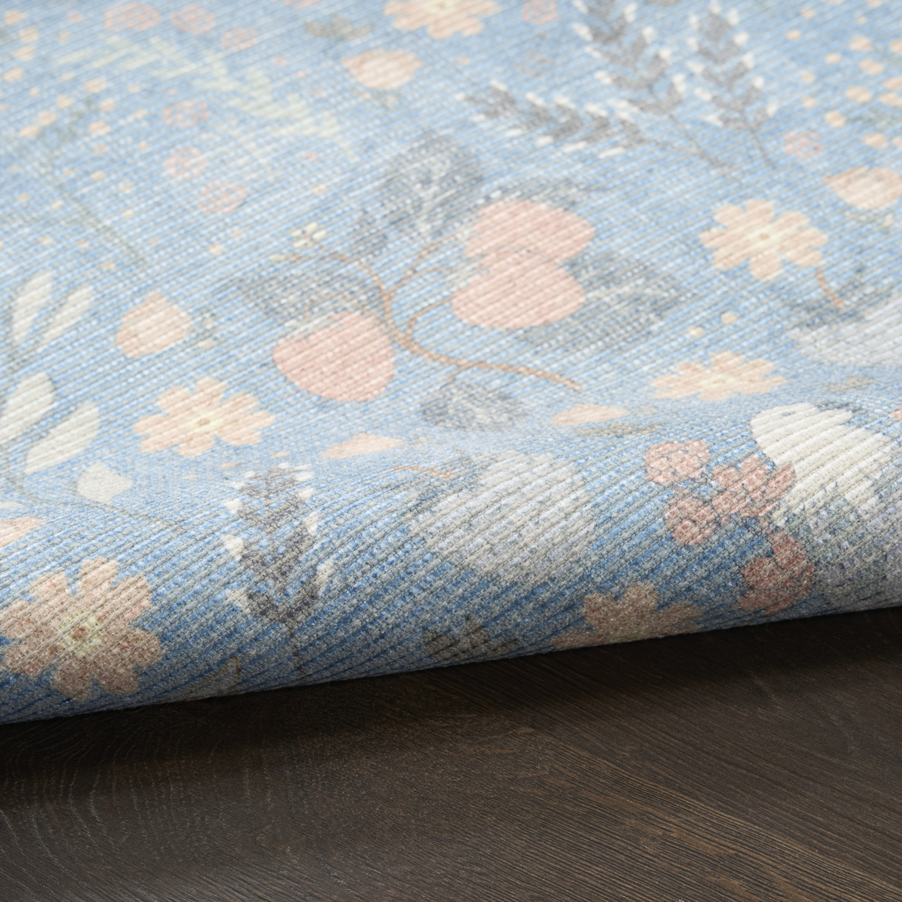 Nourison Botanical Washables 4' x 6' Light Blue Multicolor Modern Indoor Rug
