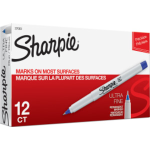 Ultra Fine Point Permanent Marker, Blue, Box of 12