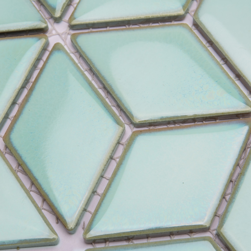 Hudson Rhombus Mint Green 10-1/4 in. x 11-3/4 in. Porcelain Mosaic Tile